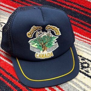 Vintage Navy Blue Mesh Trucker Hat with Embroidered Logo
